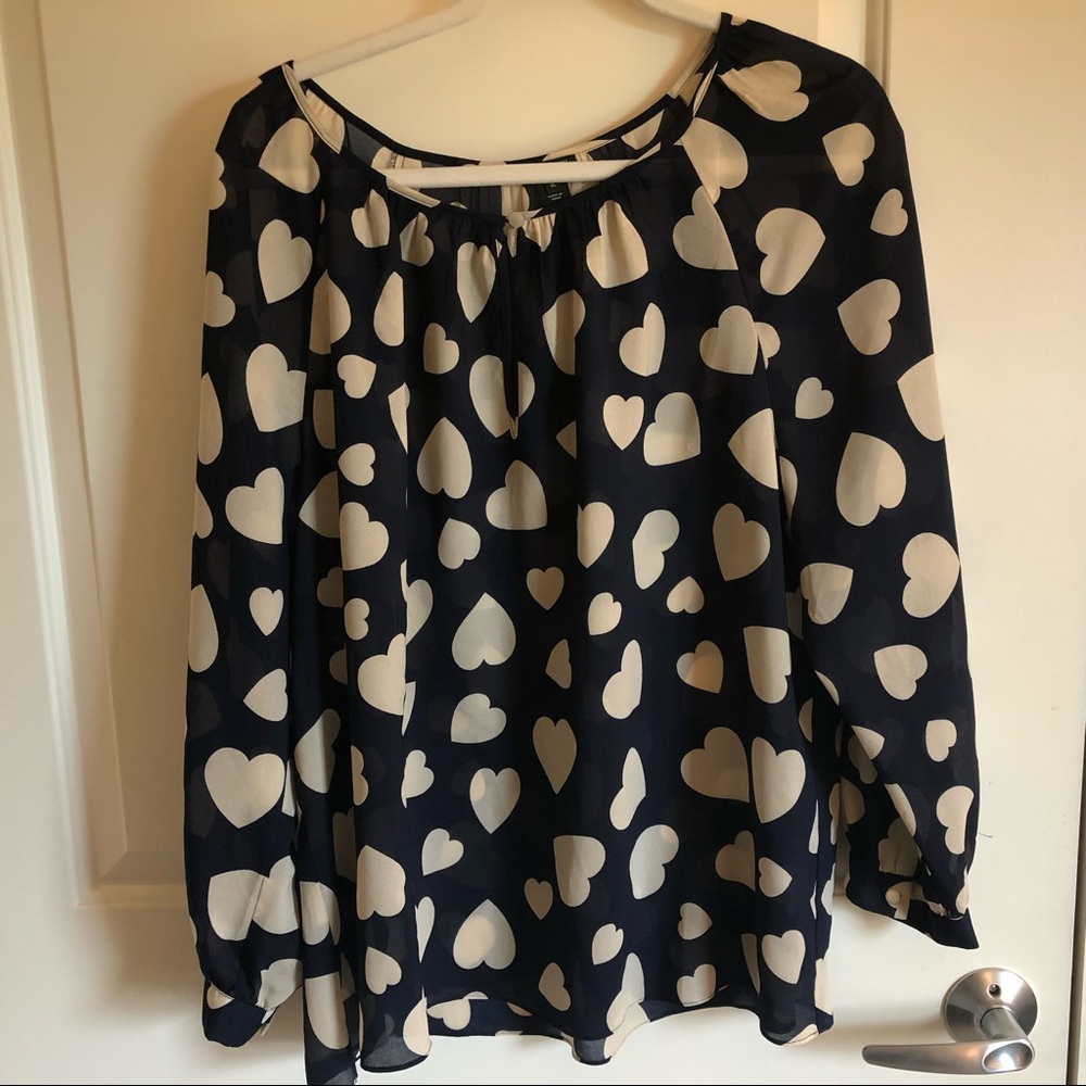 J Crew long sleeve heart blouse